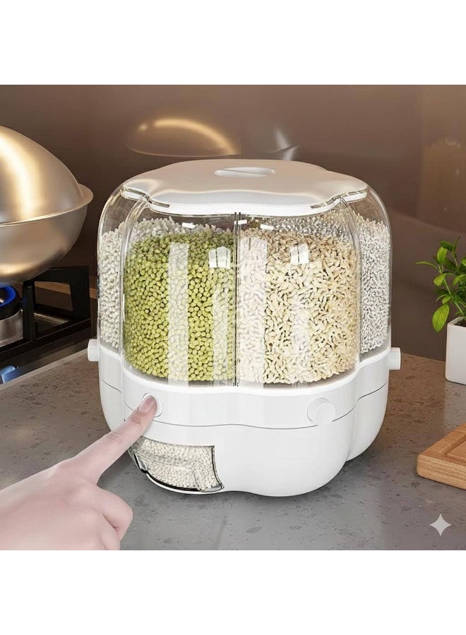 Crystal 6-Hole Acrylic Dispenser with movable, transparent acrylic base and a fixed white acrylic base with a pouring button. Includes a transparent acrylic drawer and acrylic lid. - Image 2